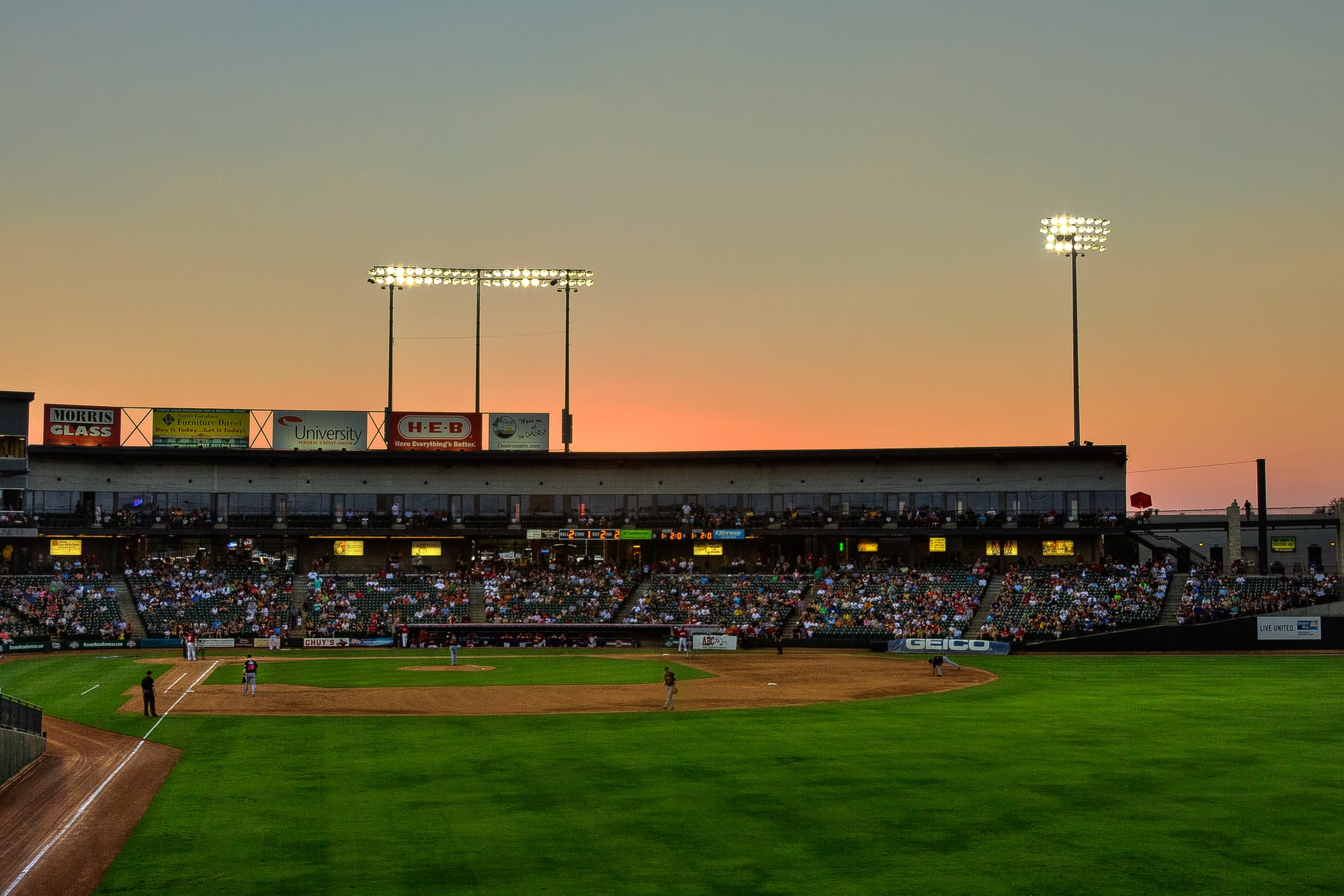 Dell Diamond in Round Rock at sunset