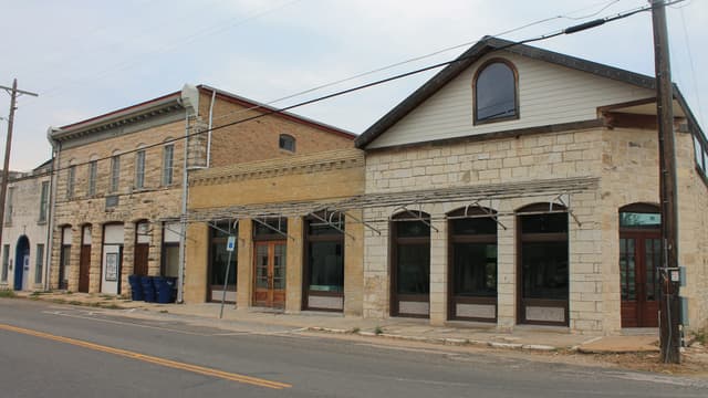 Historic storefronts on Main Street in Liberty Hill