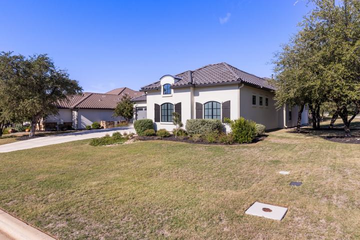 Front elevation on the corner lot