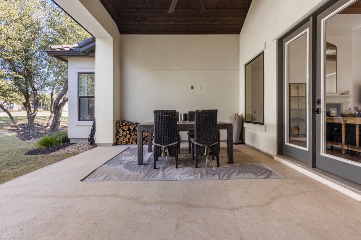 Covered patio seating and outdoor dining