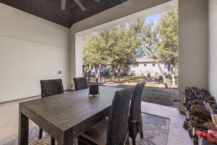 Outdoor dining under the patio