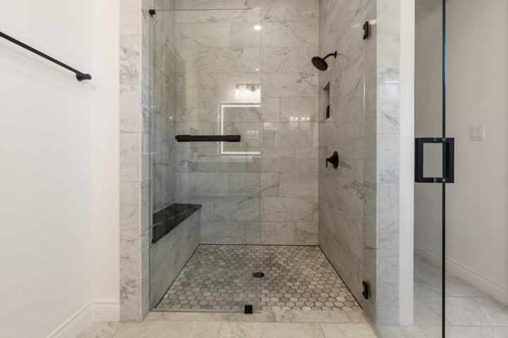 Carrara marble walk-in shower