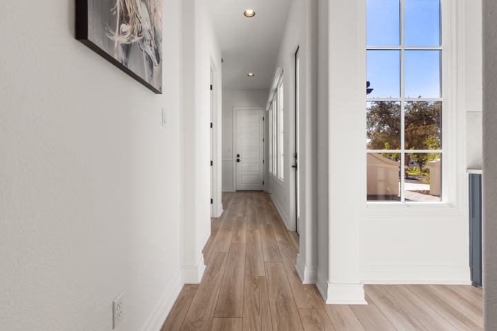 Hall with a window to the yard