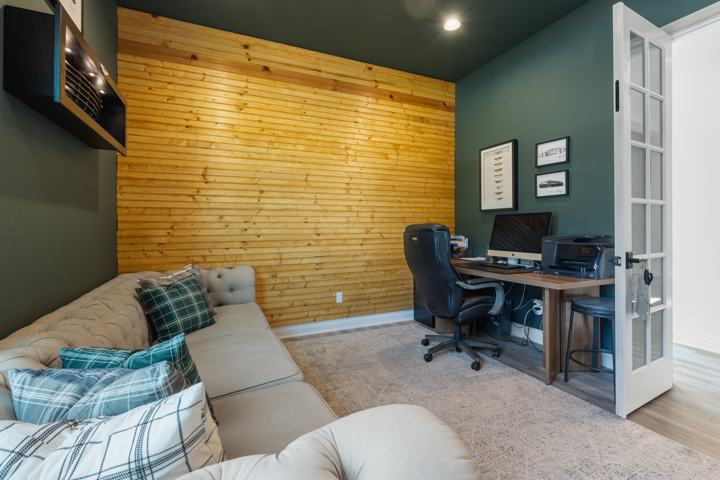 Study desk and cedar wall
