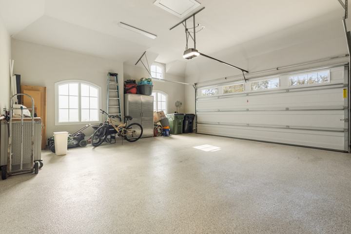 Two-car garage with epoxy floor