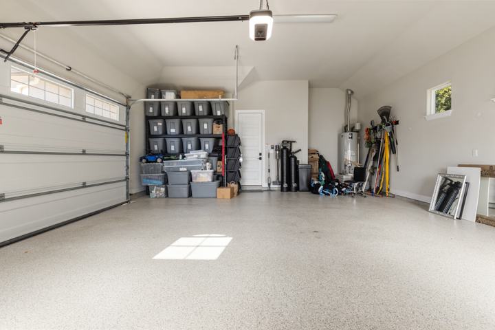 Two-car garage toward the side door