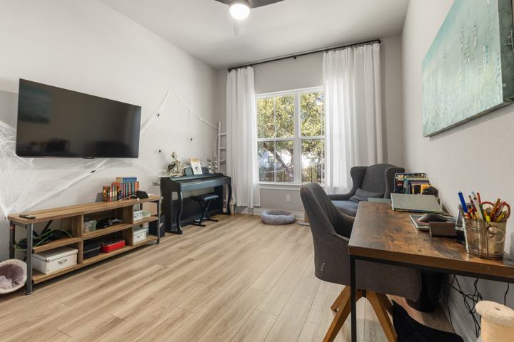 Bedroom set up as an office