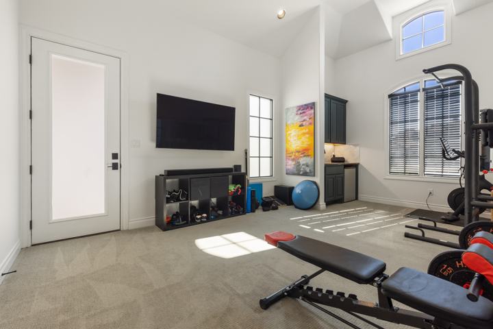 Bedroom set up as a home gym