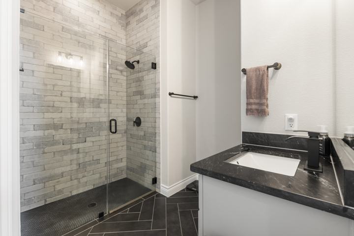 Walk-in shower in the gym bath