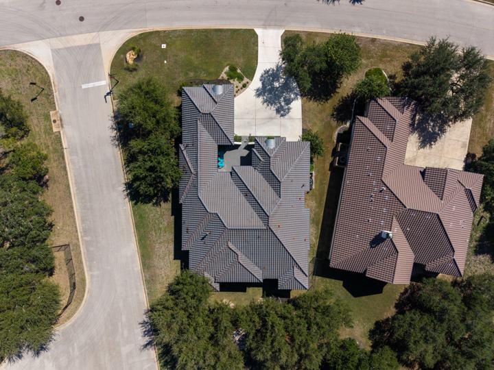 Aerial of the roofline and courtyard